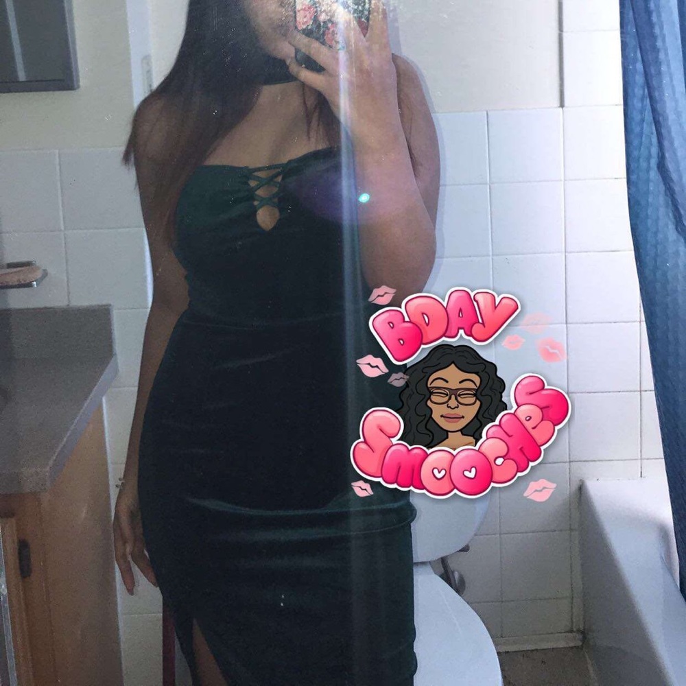 Green velvet dress